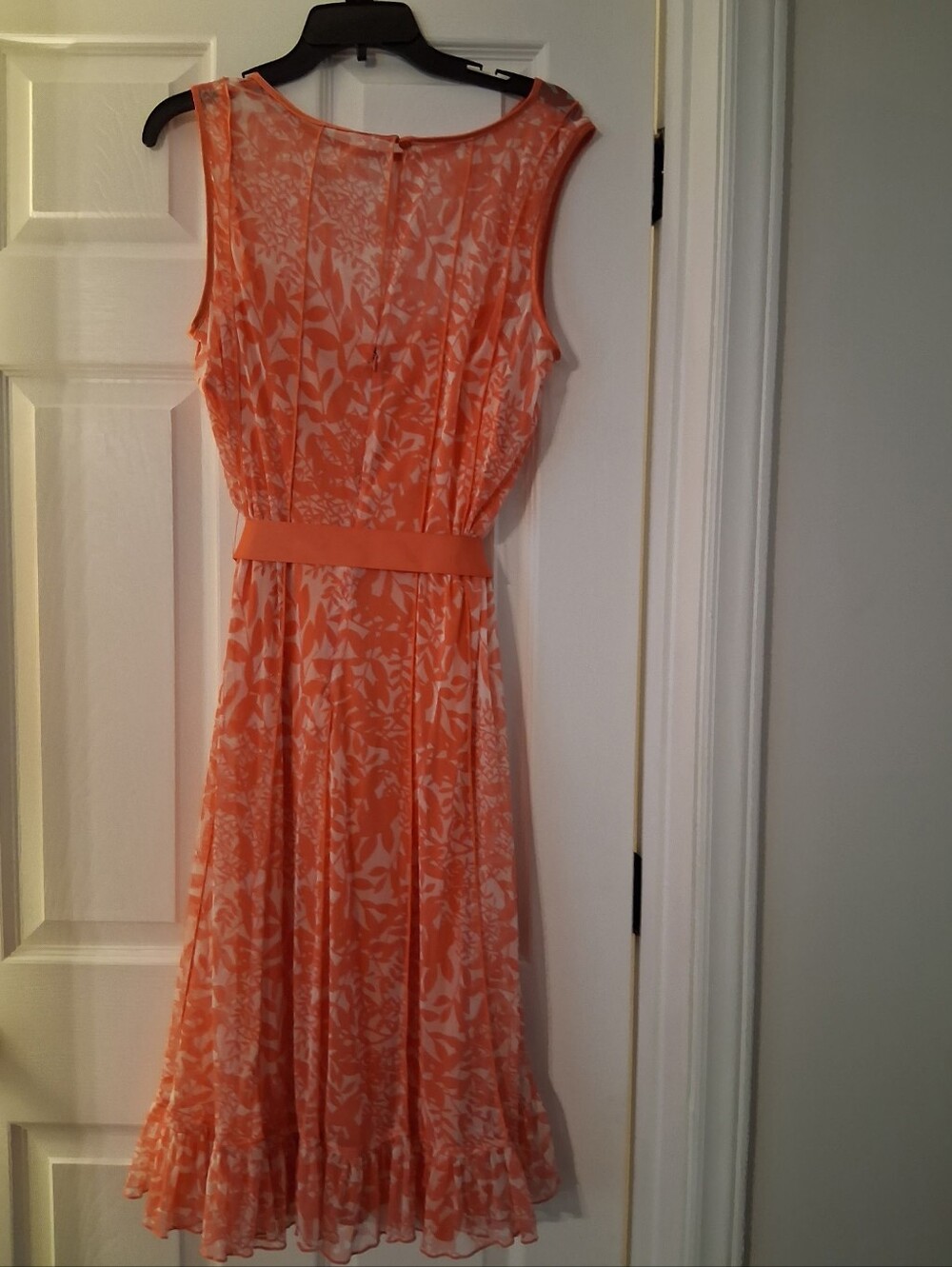 Jessica Howard Coral and White Floral Midi Dress with Waistband